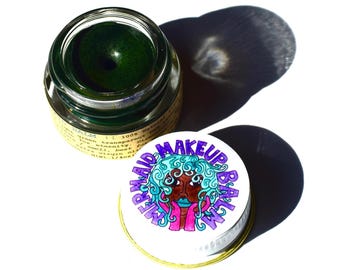 Bálsamo de maquillaje de sirena. Bálsamo de belleza natural para labios, párpados y líneas con color verde alga.