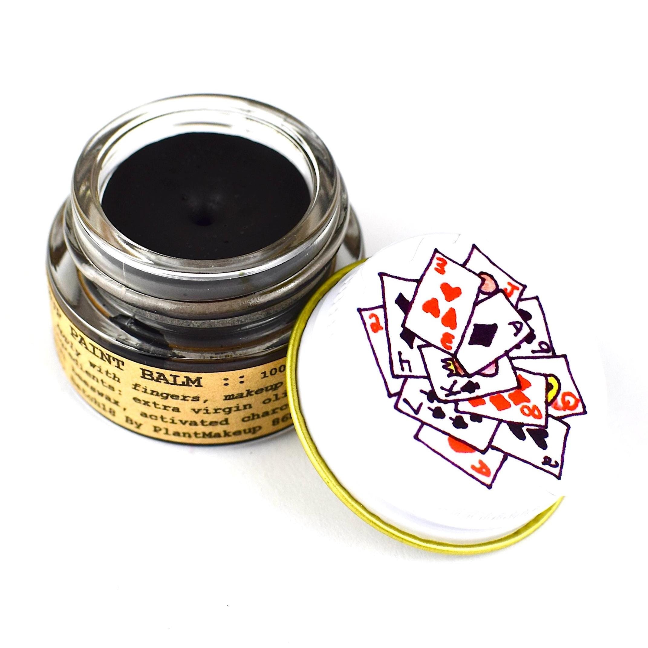 Goth Makeup Balm . botanical multi-use black lipstick, cake mascara, eyeliner