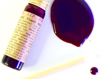 Hibiscus Lip Stain . plant makeup, ultra natural purple tinted lip gloss
