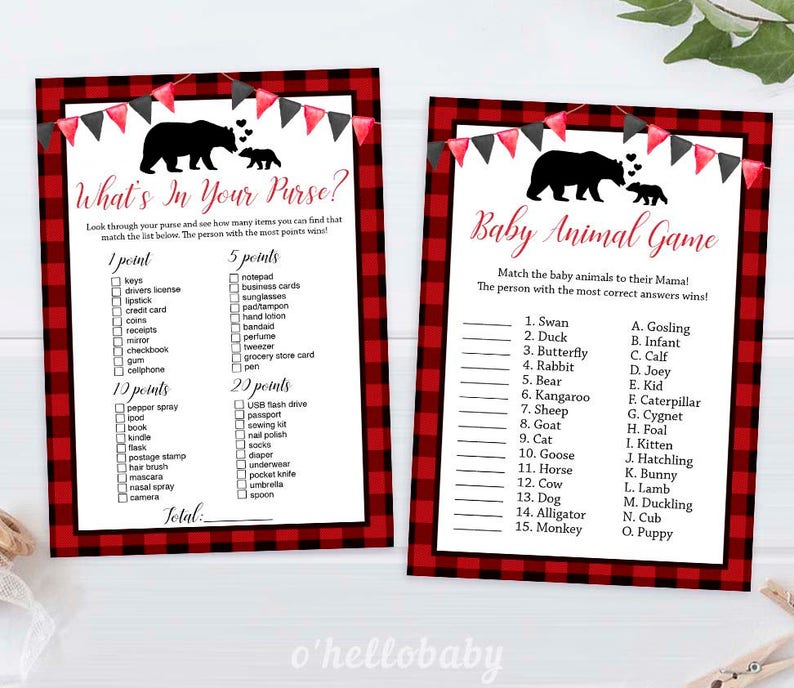 Printable Baby Shower Games Package Lumberjack Baby Shower - Etsy