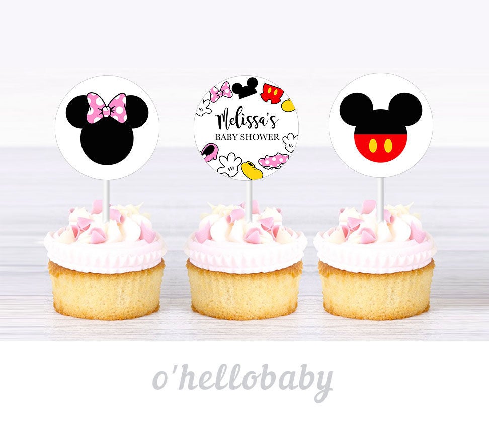 Printable Disney Baby Shower Cupcake Toppers Personalized Etsy