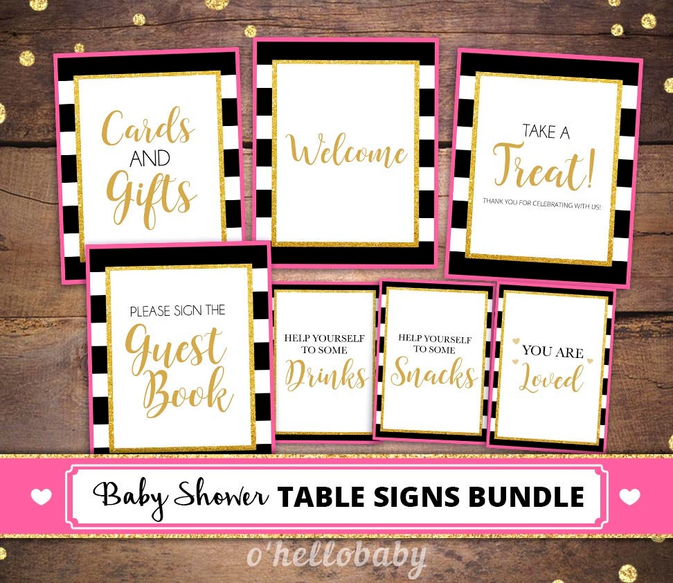 Printable Baby Shower Table Signs Package Guest Book Sign | Etsy