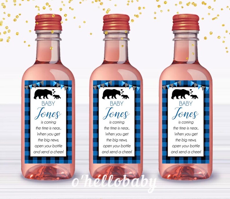 Printable Mini Wine Bottle Labels for Lumberjack Baby Shower Etsy