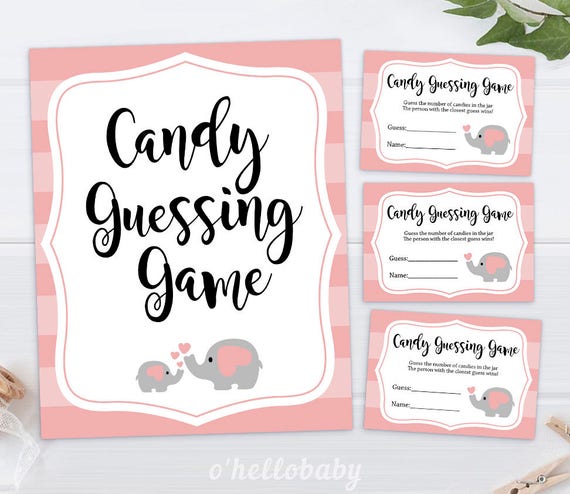 Candy Devinette Jeu Baby Shower Douche De Bebe Elephant Etsy