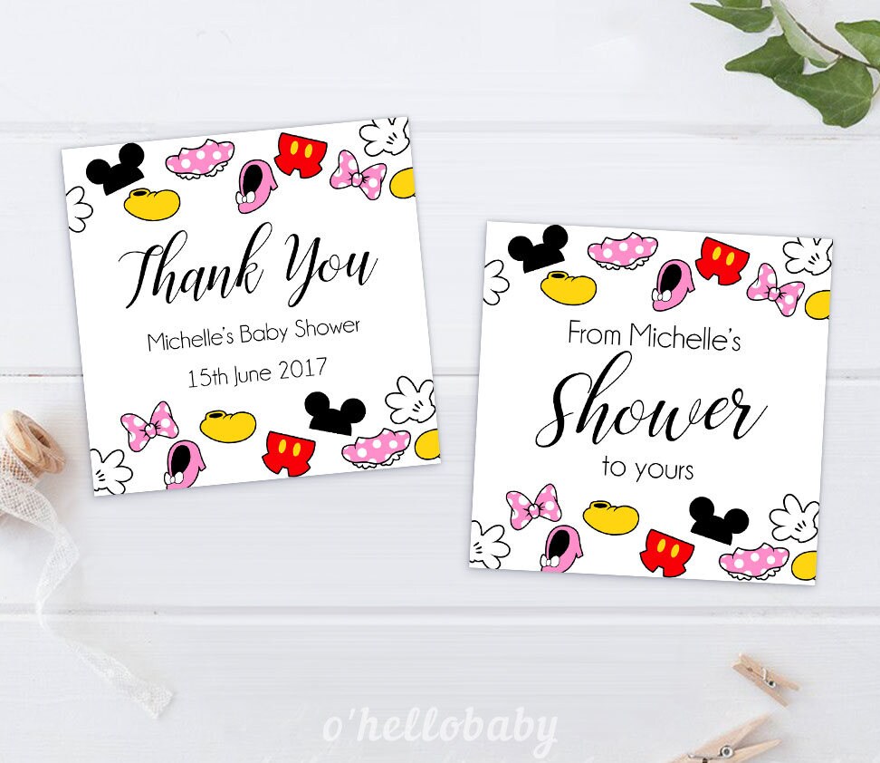 Disney Theme Baby Shower Thank You Cards Favor Tags Disney Etsy