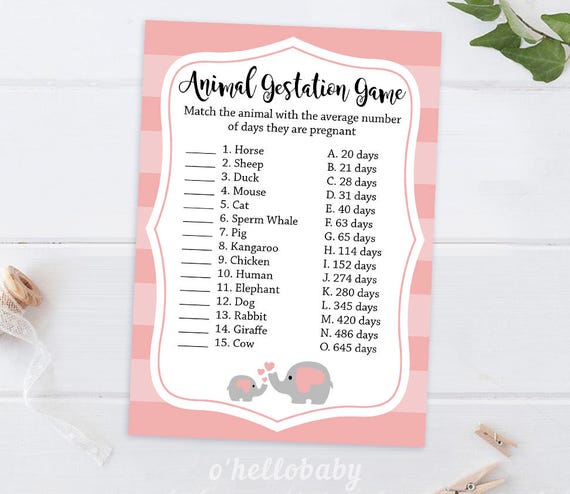 Animal Gestation Baby Shower Game Baby Shower Invitations Animal Gestation Baby Shower Game Baby Shower Invitations