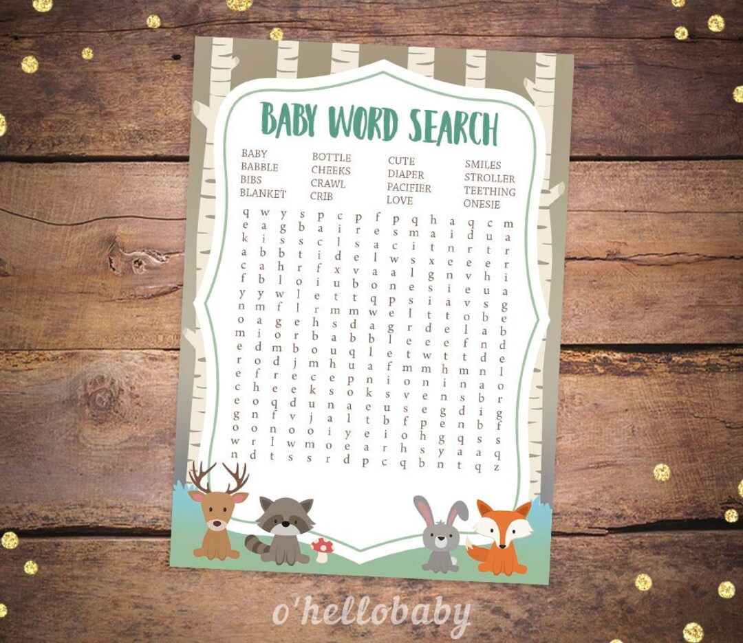 Printable Baby Shower Games Printable Baby Word Search Game - Etsy