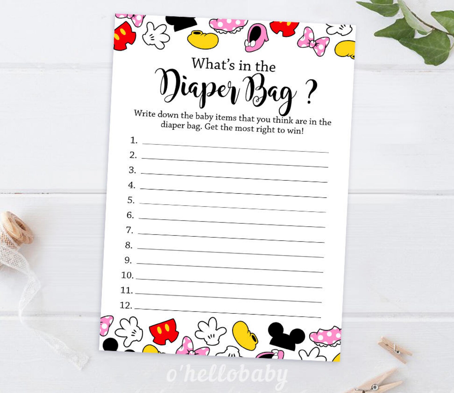 Guess What's In The Diaper Bag Disney Theme Baby Shower Etsy