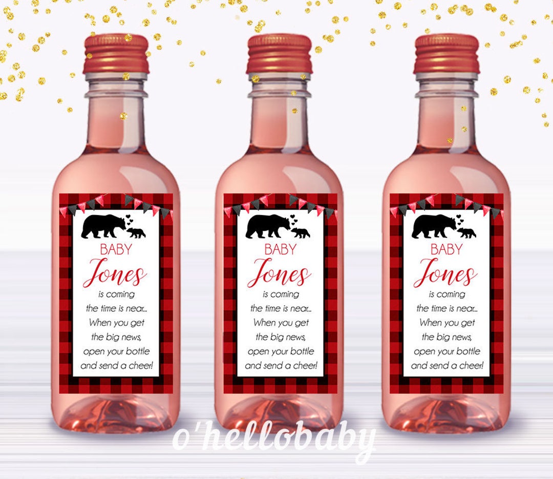 Printable Mini Wine Bottle Labels for Lumberjack Baby Shower - Etsy