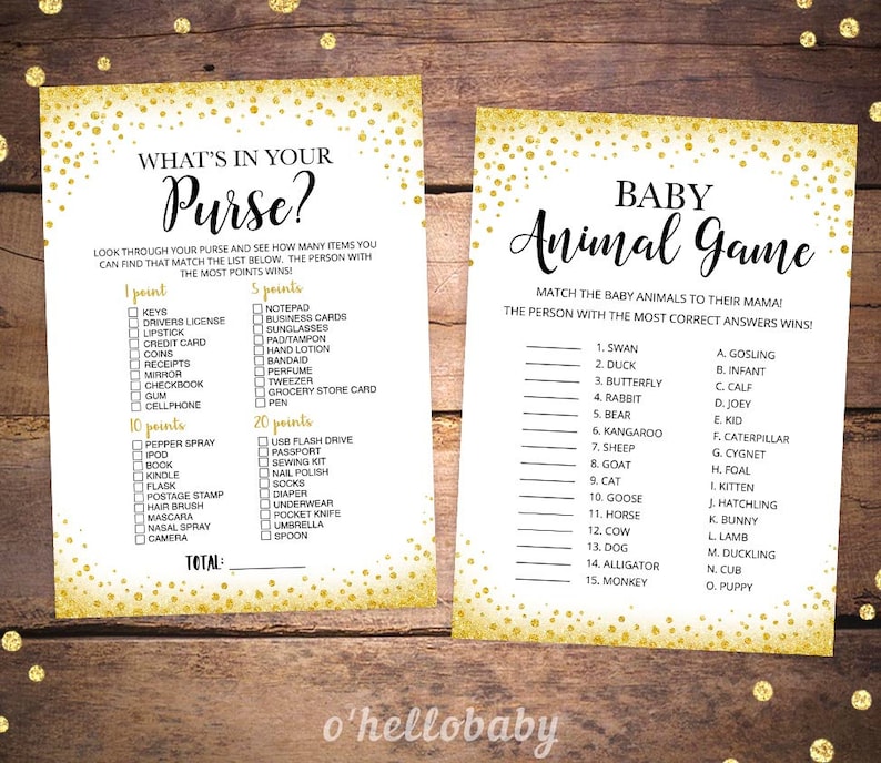 Gold Confetti Baby Shower Games 016 Printable Gold Baby Shower Games Bundle Printable Baby Shower Games Package