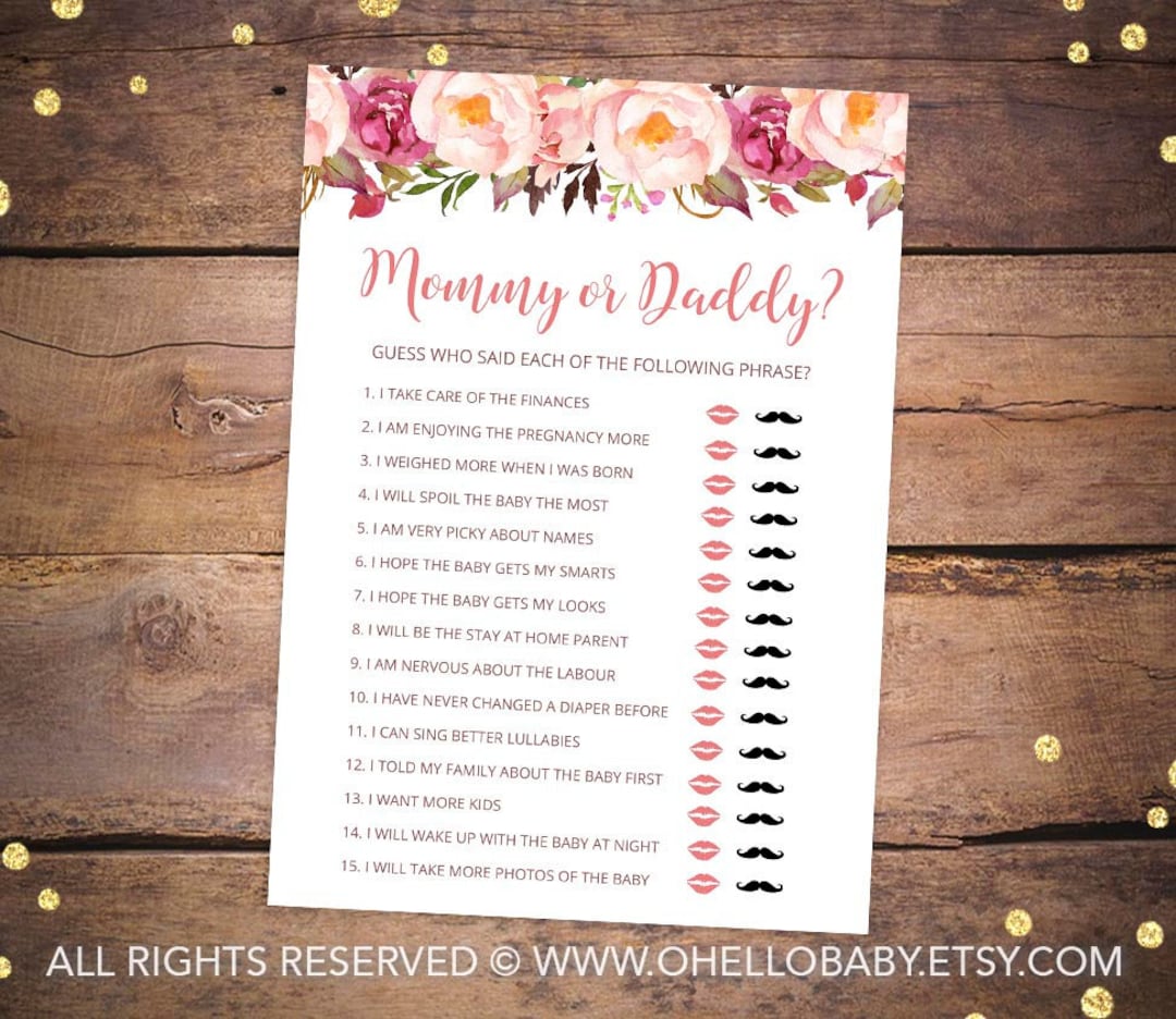 Free Mommy Or Daddy Shower Game Printable
