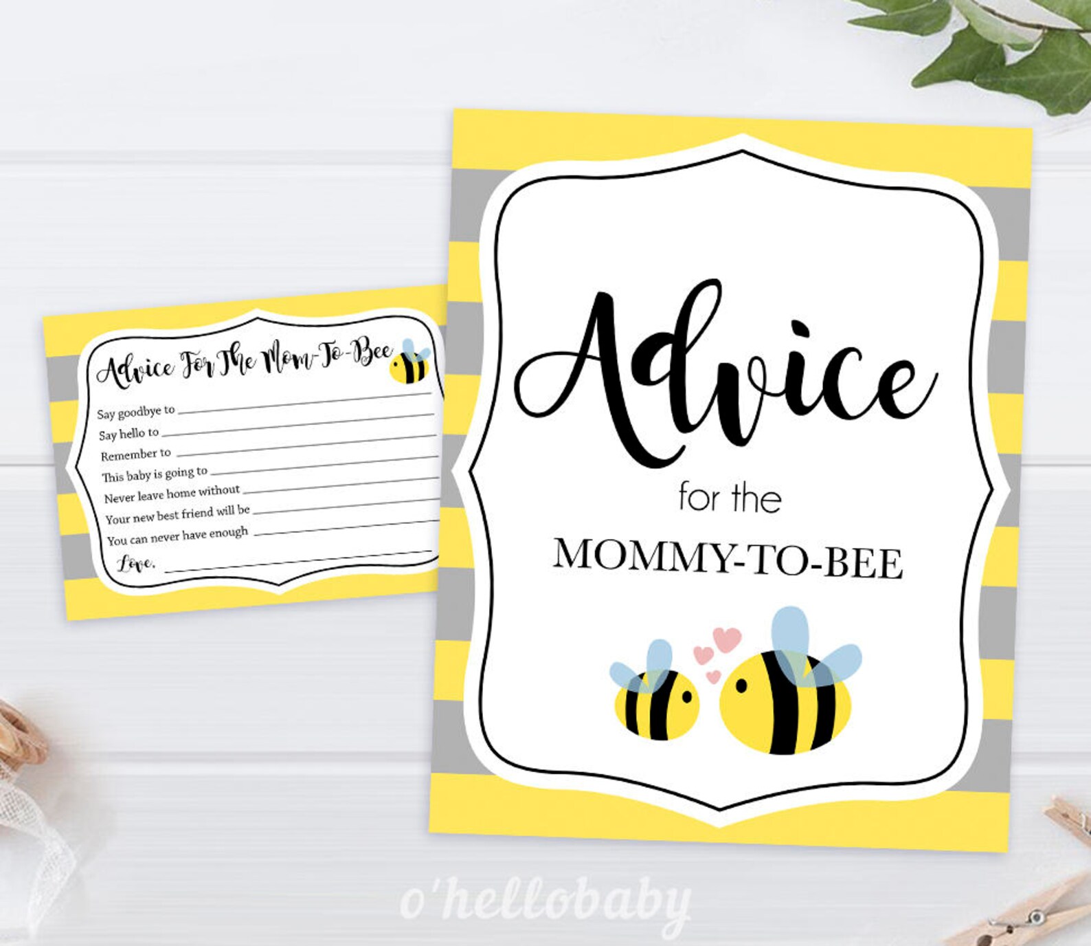 Advice for the Mom-to-be Yellow Bumble Bee Baby Shower - Etsy UK