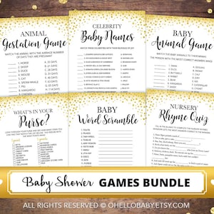 Gold Confetti Baby Shower Games 016 Printable Gold Baby Shower Games Bundle Printable Baby Shower Games Package