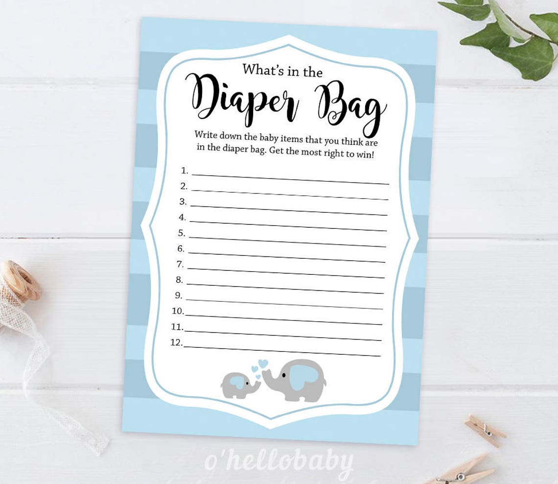 Guess What's in the Diaper Bag Baby Shower Game Baby Etsy