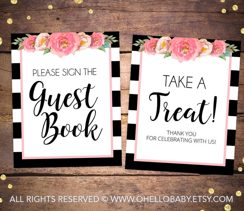 Printable Baby Shower Table Signs Package Guest Book Sign | Etsy
