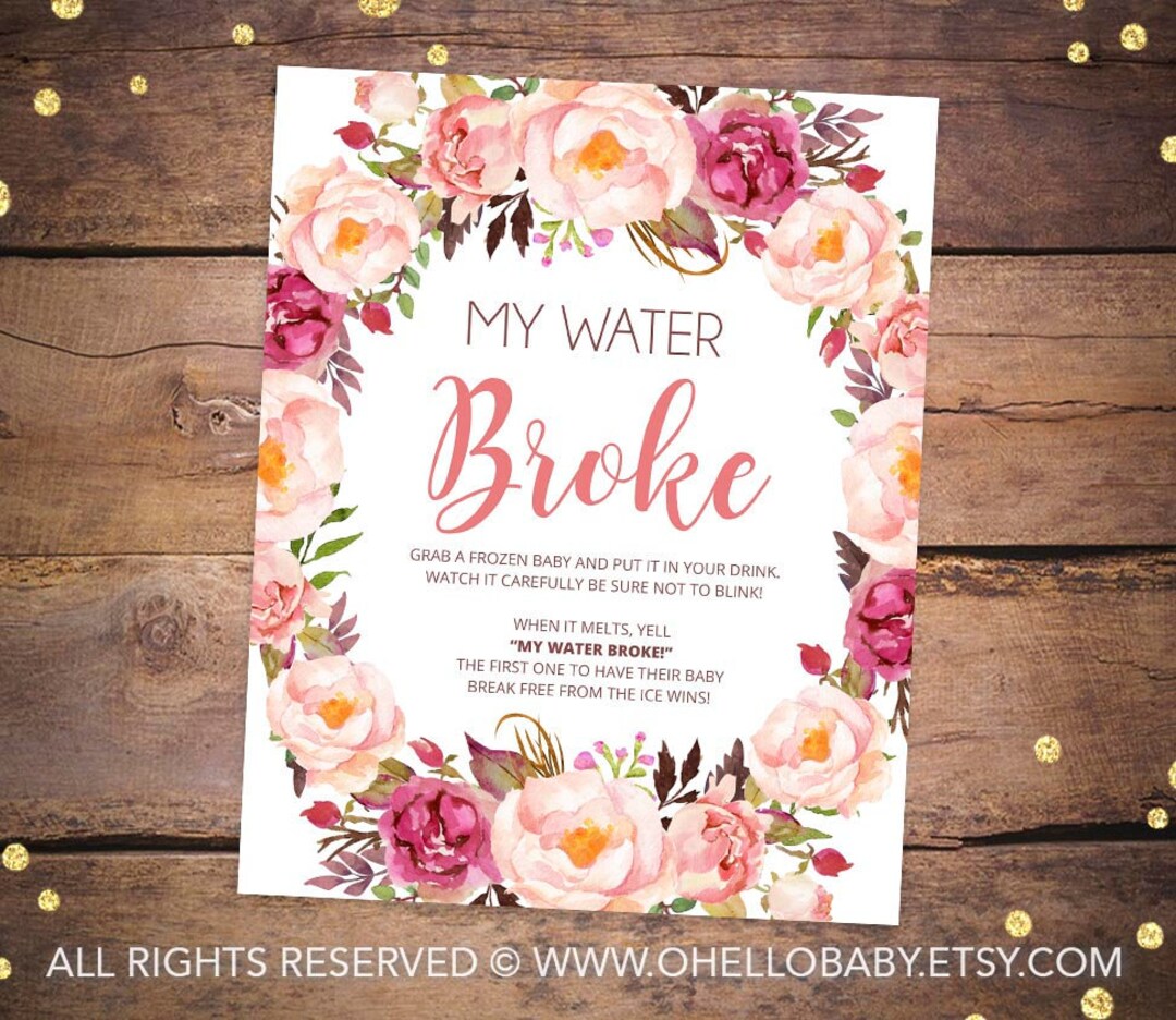 Printable Baby Shower Games Printable My Water Broke Game - Etsy