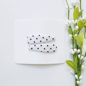 Black and white polka-dot snap clips, snap clips, polka dot hair clips, baby clips, toddler hair clips, girl hair clips