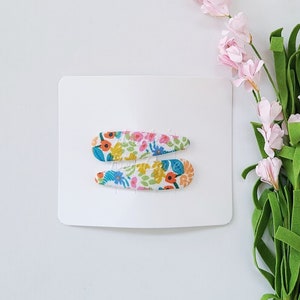 Spring flowered snap clips, snap clips, 50mm, girl snap clips, adult snap clips, hair clips