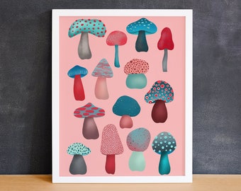 8x10 inches Mushroom printable art cottagecore wall decor