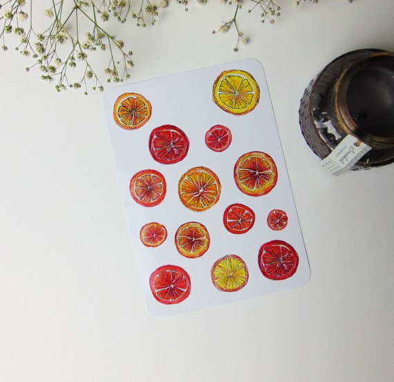 Orange stickers Watercolor stickers planner stickers food | Etsy