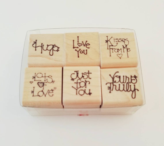 Viel Liebe Stempel Set 6 Jahrgang Stempel Mit Holz Rucken Etsy