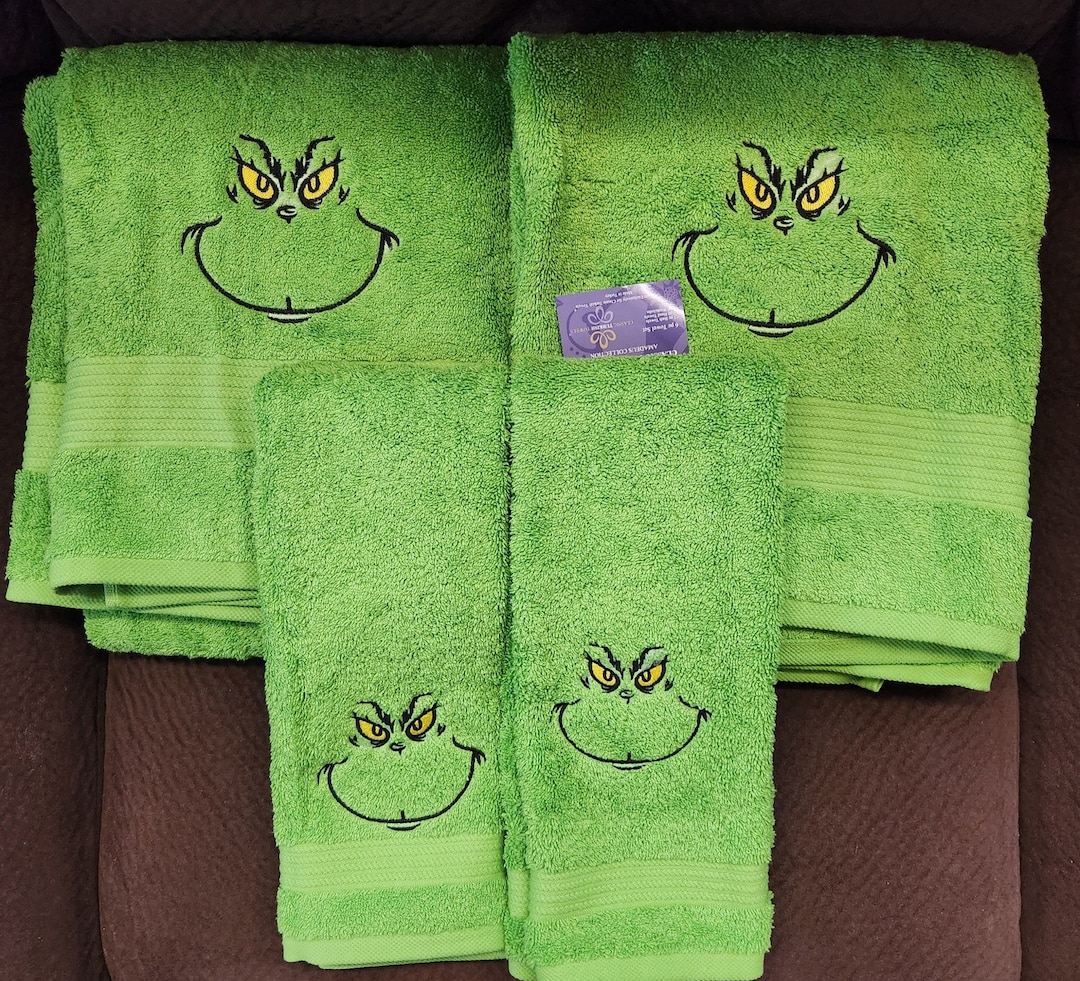 Lime Green Embroidered Bathroom Towels Green Monster Towels Sets or