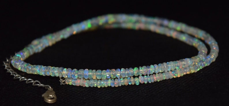 35.60 Ct 16 Natural Fire Play Welo Ethiopian Opal Beads Necklace for Women