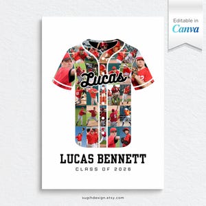 Baseball Jersey Photo Collage Editable Canva Template (Digital Download)