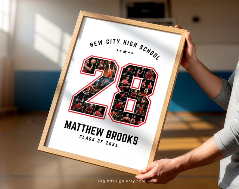 Jersey Number 28 Photo Collage Template, Senior Night Poster, Athlete ...