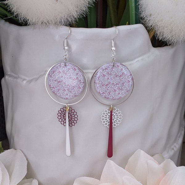 Boucles d'oreilles/boucles d'oreilles fait main / boucles d'oreilles bleues/cadeau/boucle d'oreille cabochon résine/fleurs/cabochon