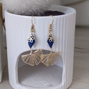Gold ginkgo flower drop earrings - romantic gift