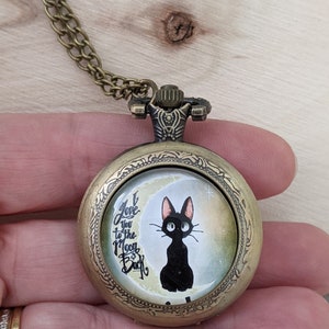 Collier montre gousset/montre gousset chat/montre/montre de poche/montre à gousset/cadeau maman/collier fantaisie/collier femme/montre bronze