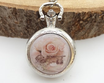 Collier montre gousset/montre gousset/montre/montre de poche/montre à gousset/cadeau maman/collier fantaisie/collier femme/romantique