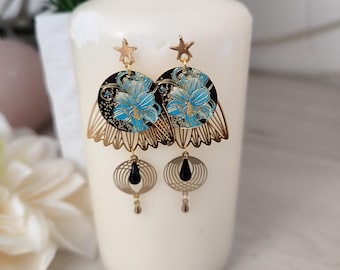 Asymmetrical earrings/ear jewelry/dangle earrings/gift/black earrings/fashion earrings