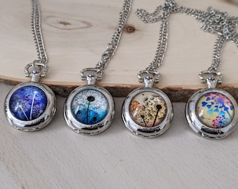 Women's necklace/fob watch necklace/watch/pocket watch/watch necklace/women's watch/fob watch/flower pendant necklace