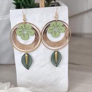 gold earrings/fashion earrings/handmade earrings/brass earrings/green earrings