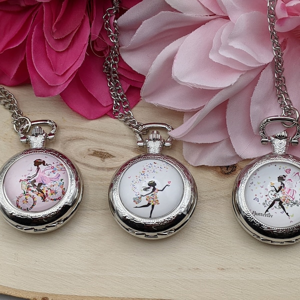 Collier sautoir montre gousset/montre gousset/montre/collier fantaisie/montre quartz/pendentif montre/montre de poche/cadeau femme