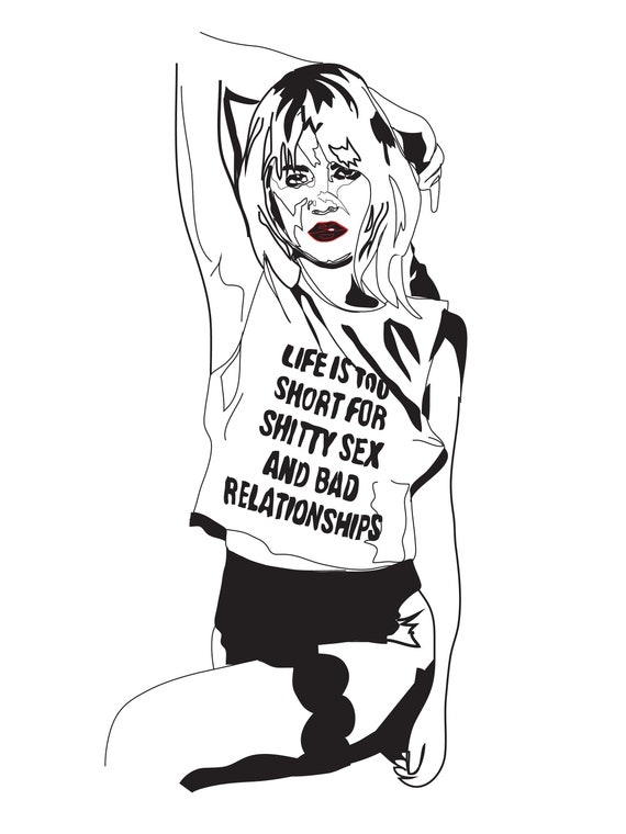 Life is Too Short Graphic T shirt Erotic Art Print Etsy Denmark 