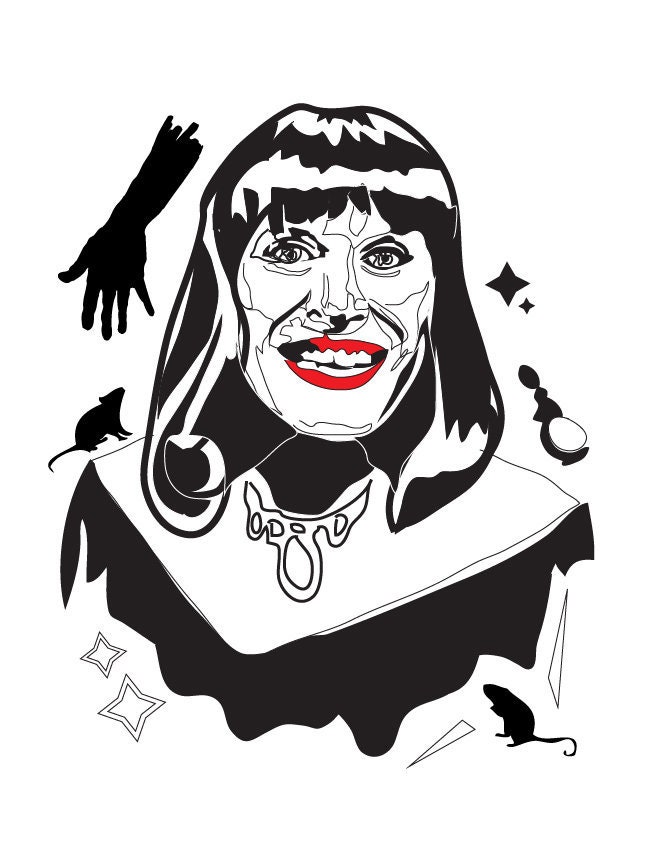 Anjelica Black - Grand High Witch 'the Witches' Black and White Art - Etsy