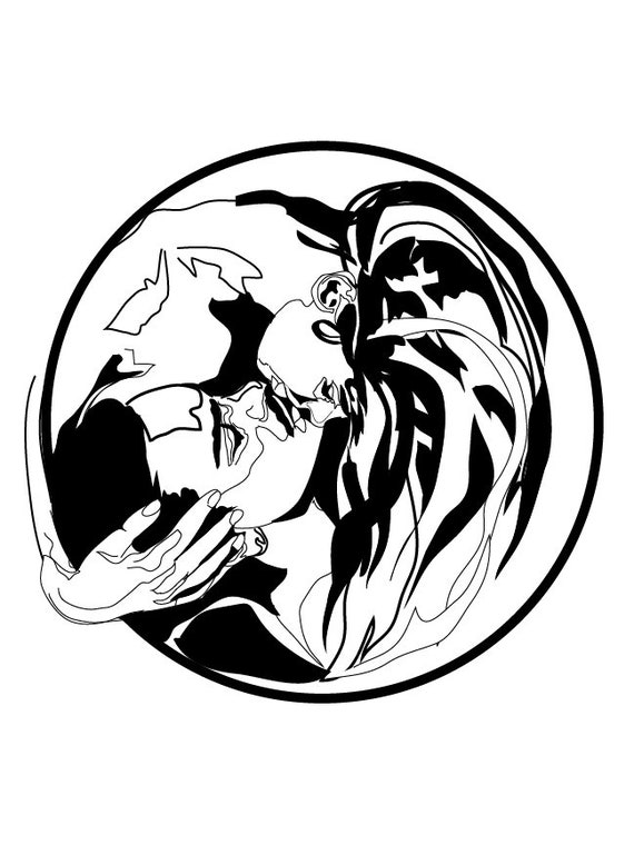 Moon Kiss Graphic Art Print Yin Yang Male Female Etsy