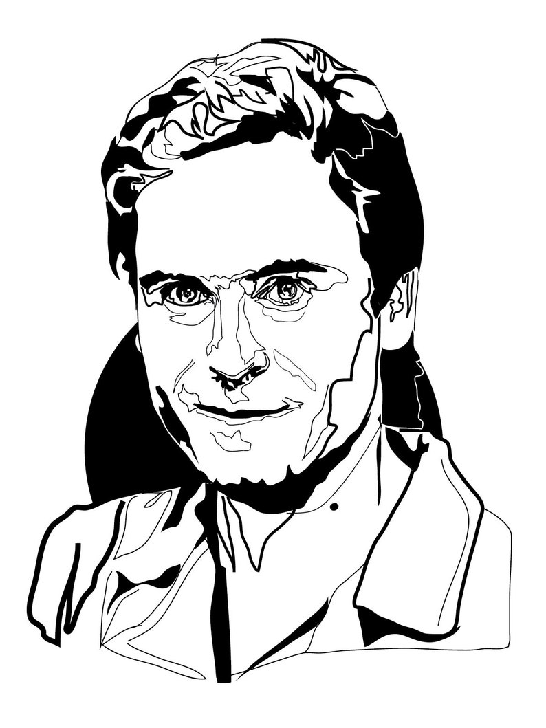 Ted Bundy Black and White Serial Killer Art Print image 0.