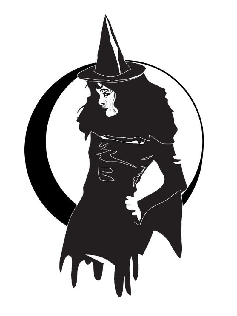 Black And White Vintage Witch Graphic Art Print Prints Art Collectibles Vadel Com
