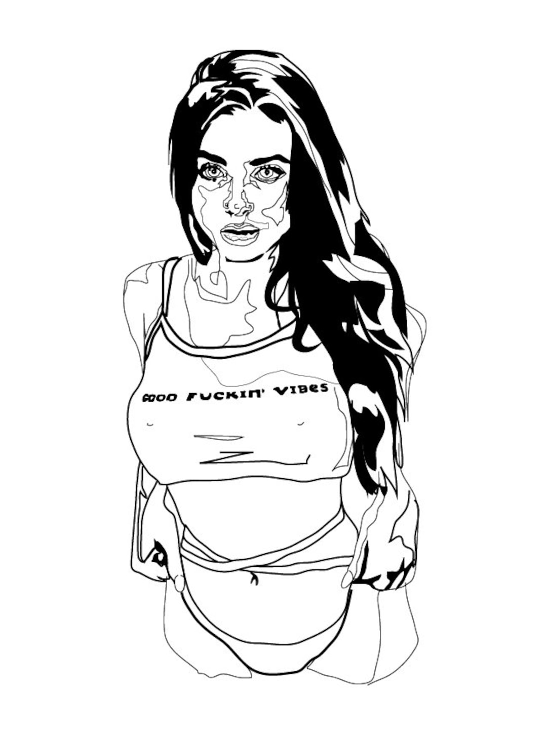 Porn Black Drawings - Lana Rhoades Black and White Erotic Art Print Porn Star - Etsy Australia