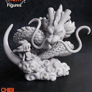 Chibi Dragon & Child | Resin 3D Print | NomNom Figures | Display Figure | Unpainted or Hand painted