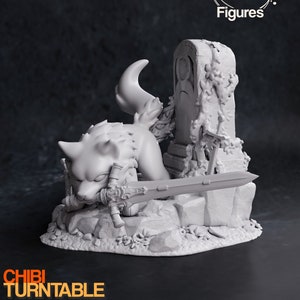 Chibi Grey Wolf Statue | Resin 3D Print | NomNom Figures | Display Figure | Unpainted or Hand painted