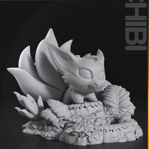 Chibi Fox Diorama | Resin 3D Print | NomNom Figures | Display Figure | Unpainted or Hand painted