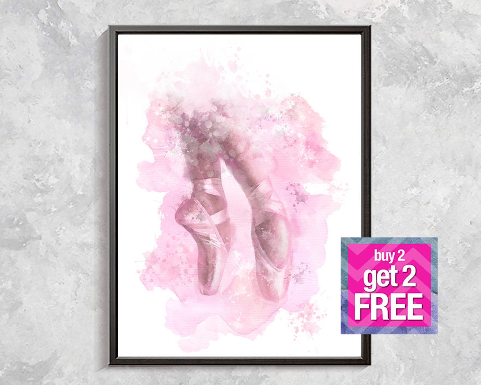 ballet shoes print, ballet point shoes watercolor,ballerina artwork, ballet print, ballet decor, ballerina decor, digital downlo