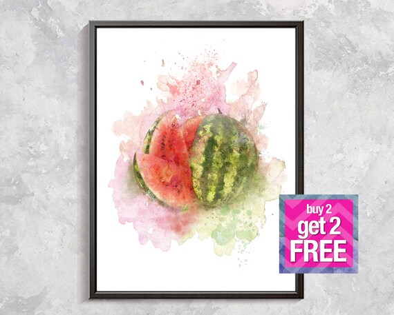 Watermelon Print Watermelon Watercolor Watermelon Wall Art Etsy