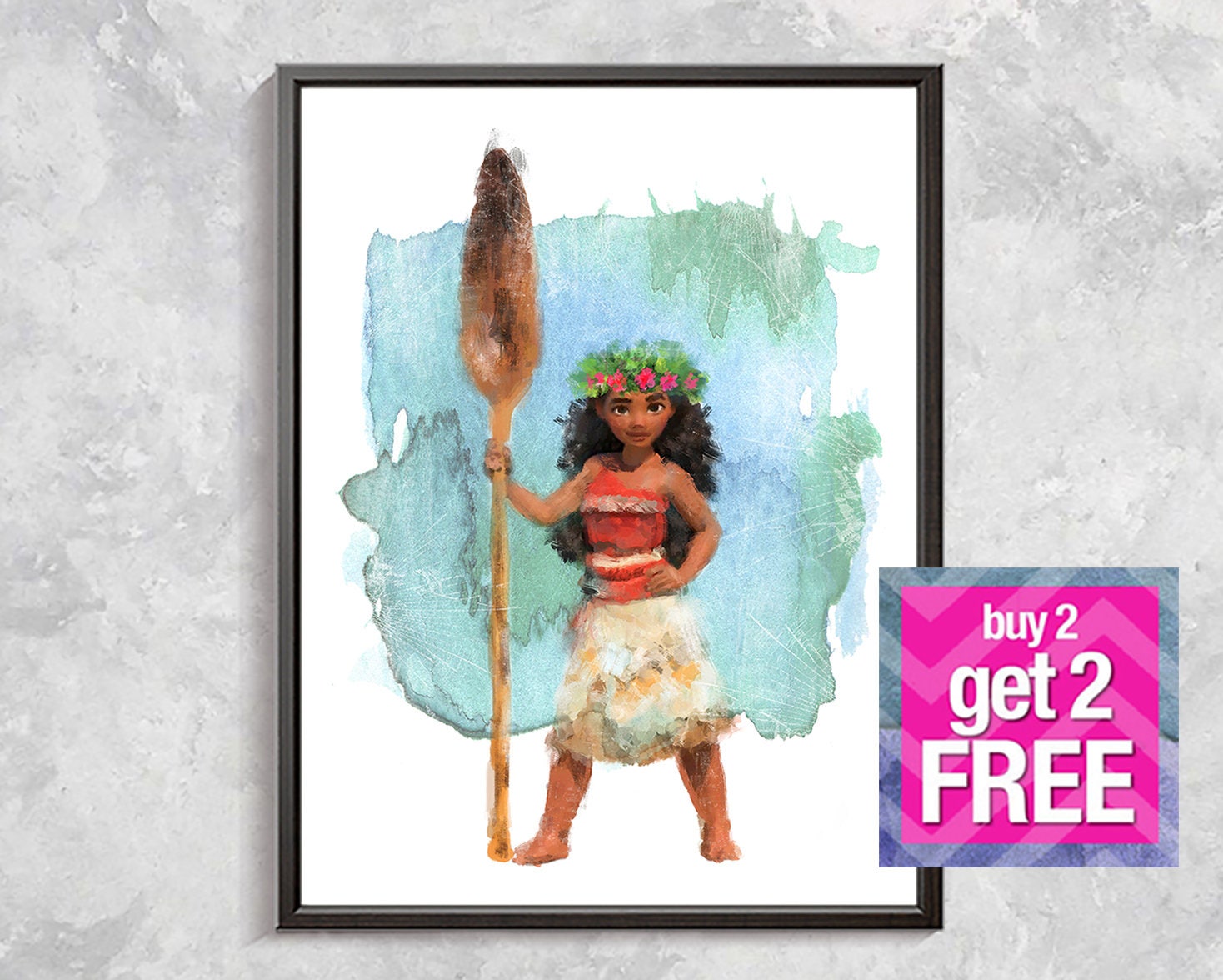 Moana Print Moana Princes wall decor Moana Watercolor | Etsy