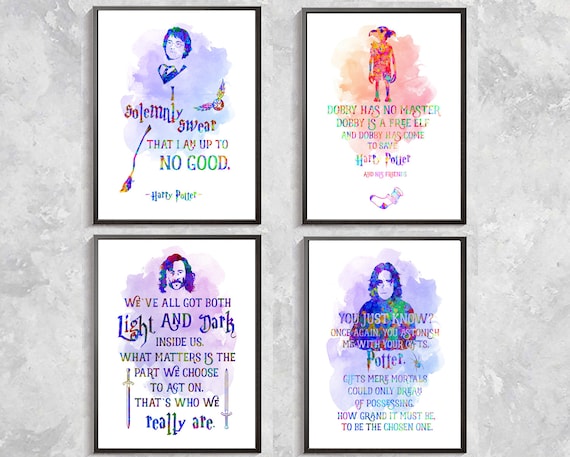 Harry Potter Aquarell Drucke Harry Potter Zitate Poster Etsy